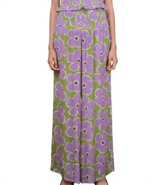 NEW SHINE flower silk pants in purple